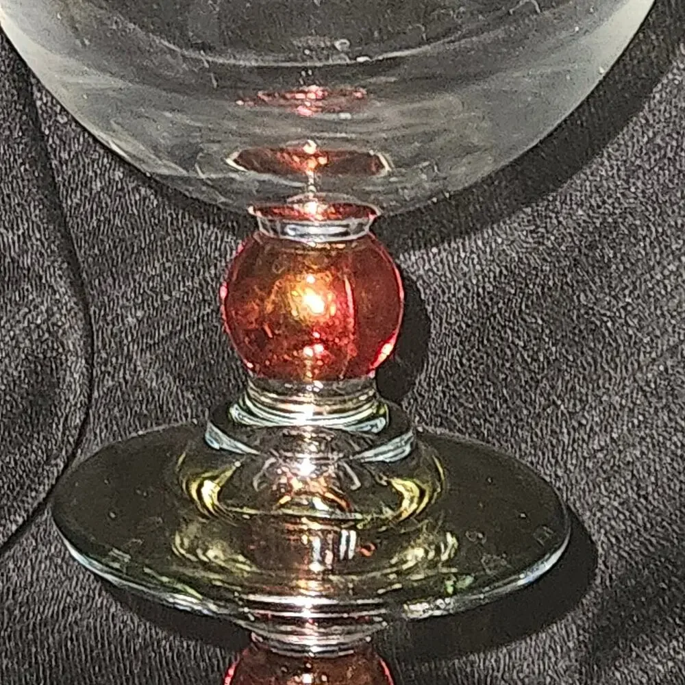 Cerve Italy Ruby Amber Red Ball Stem Coupe Champagne Dessert Glasses Vintage